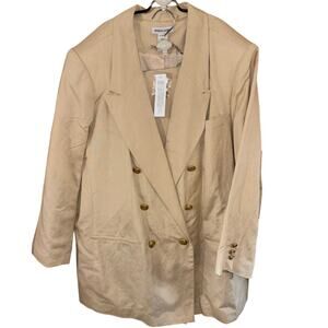 Jessica London women’s linen-blend pant suit set tan NWT (size 22W/24W)